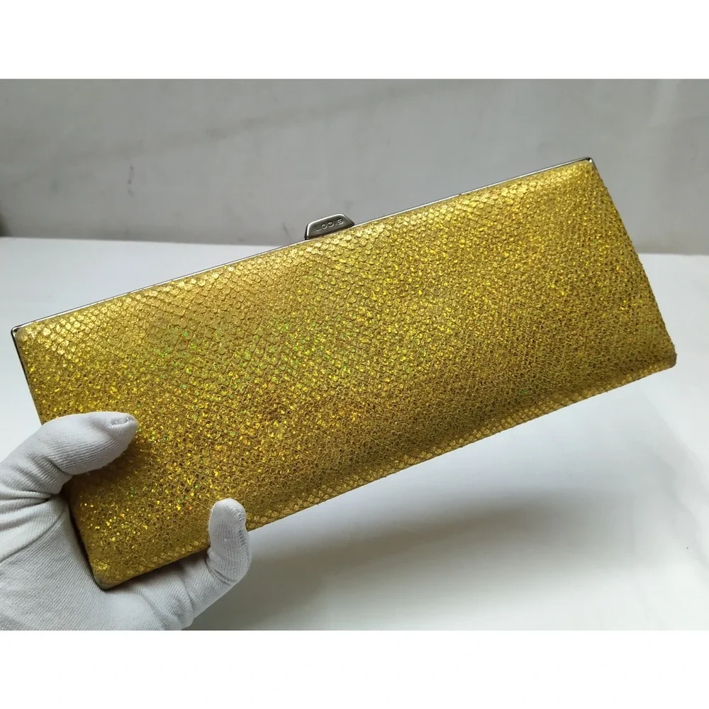 LODIS Yellow Leather Kisslock Framed Long Wallet